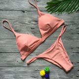 Sexy Solid Color Bikinis Swimsuit Two Piece Set CSYZ-1760