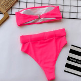 Tube Top High Waist Printed Swimsuit Two Piece Set CSYZ-WB10