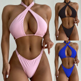 Solid Sexy Halter Bandage Bikini 2 Piece Sets CASF-6327