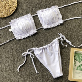 Sexy Solid Color Ruched Bikini 2 Piece Sets CSYZ-1977