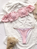 Solid Short Sleeve Beach Bikini 2 Piece Sets CASF-6180