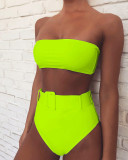 Tube Top High Waist Printed Swimsuit Two Piece Set CSYZ-WB10