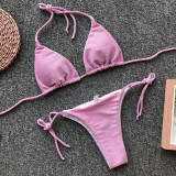 Solid Color Glitter Bikini Swimsuit Two Piece Set CSYZ-1960