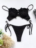 Solid Underwired Push-Up Pleated Bikini Sets CASF-6286