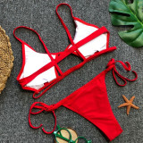 Solid Color Hollow Swimsuit Two Piece Set CSYZ-1852