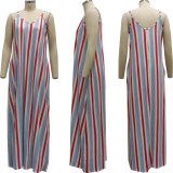 Sexy Printed Spaghetti Strap Pockets Loose Maxi Dress SMR-SMR10502