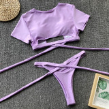 Sexy Beach Sport Short Sleeve Split Swimsuit CSYZ-19123