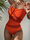 Solid Mesh Patchwork One-Piece Swimsuit CASF-6271