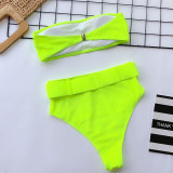 Tube Top High Waist Printed Swimsuit Two Piece Set CSYZ-WB10