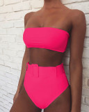 Tube Top High Waist Printed Swimsuit Two Piece Set CSYZ-WB10