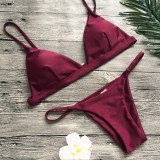 Sexy Solid Color Bikinis Swimsuit Two Piece Set CSYZ-1760
