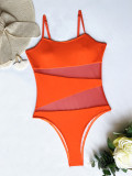 Solid Mesh Patchwork One-Piece Swimsuit CASF-6271