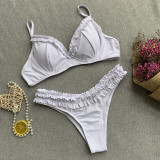 Solid Pleated Bikini 2 Piece Sets CASF-8829
