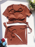 Solid Sexy Swimsuits Bikini 4 Piece Sets CASF-6314