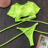 Sexy Beach Sport Short Sleeve Split Swimsuit CSYZ-19123