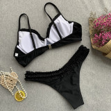 Solid Pleated Bikini 2 Piece Sets CASF-8829