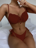 Solid Underwired Push-Up Pleated Bikini Sets CASF-6286