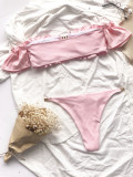 Solid Short Sleeve Beach Bikini 2 Piece Sets CASF-6180