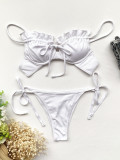 Solid Underwired Push-Up Pleated Bikini Sets CASF-6286