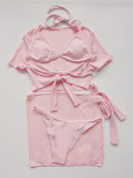Solid Sexy Swimsuits Bikini 4 Piece Sets CASF-6314