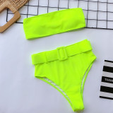 Tube Top High Waist Printed Swimsuit Two Piece Set CSYZ-WB10