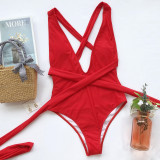 Print Tie Up One Piece Swimsuit CSYZ-B03