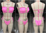 Sexy Solid Color Ruched Bikini 2 Piece Sets CSYZ-1977