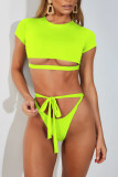 Sexy Beach Sport Short Sleeve Split Swimsuit CSYZ-19123
