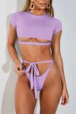 Sexy Beach Sport Short Sleeve Split Swimsuit CSYZ-19123