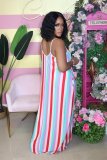 Sexy Printed Spaghetti Strap Pockets Loose Maxi Dress SMR-SMR10502