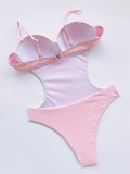 Solid Underwired Bikini One-Piece Swimsuit CASF-6264