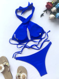 Solid Sexy Halter Bandage Bikini 2 Piece Sets CASF-6327