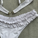 Solid Pleated Bikini 2 Piece Sets CASF-8829