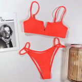 Sexy Solid Color Swimsuit Two Piece Set CSYZ-B119W