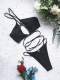 Solid Sexy Bandage Bikini 2 Piece Sets CASF-6340