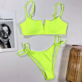 Sexy Solid Color Swimsuit Two Piece Set CSYZ-B119W