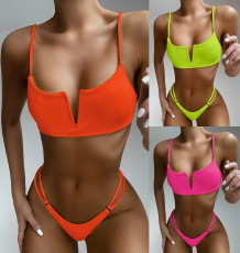 Sexy Solid Color Swimsuit Two Piece Set CSYZ-B119W