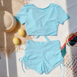 Sexy Short Sleeve High Waist Swimsuit Two Piece Set CSYZ-B205W