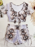 Sexy Short Sleeve High Waist Swimsuit Two Piece Set CSYZ-B205W