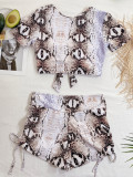 Sexy Short Sleeve High Waist Swimsuit Two Piece Set CSYZ-B205W
