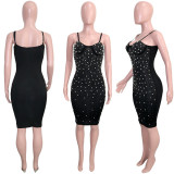 Elegant Sexy Bead Sling Midi Dress SH-390267