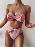 Solid Color Glitter Bikini Swimsuit Two Piece Set CSYZ-B138
