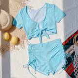 Sexy Short Sleeve High Waist Swimsuit Two Piece Set CSYZ-B205W