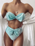 Solid Color Glitter Bikini Swimsuit Two Piece Set CSYZ-B138