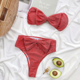 Solid Color Glitter Bikini Swimsuit Two Piece Set CSYZ-B138