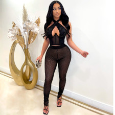 Sexy Nightclub Sequin Backless Top Pencil Pants 2 Piece Sets SH-390266