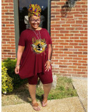 Plus Size Printed T Shirt And Shorts 2 Piece Sets WAF-7416148