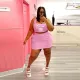 Plus Size Queen Letter Print Tank Top Mini Skirt 2 Piece Sets WAF-7211147
