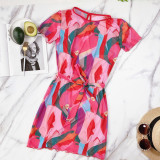 Solid Color Beach Swimsuit Tankinis And Print Dress Three Piece Set CSYZ-B255W