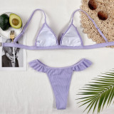 Sexy Ruffle Solid Swimsuit Two Piece Sets CSYZ-B242W